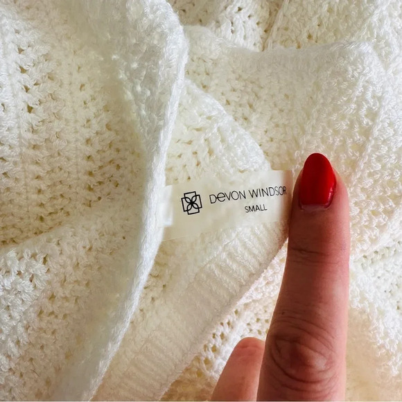 New Devon Windsor Sonya Crochet Cream Cutout Midi Dress - Picture 14 of 15